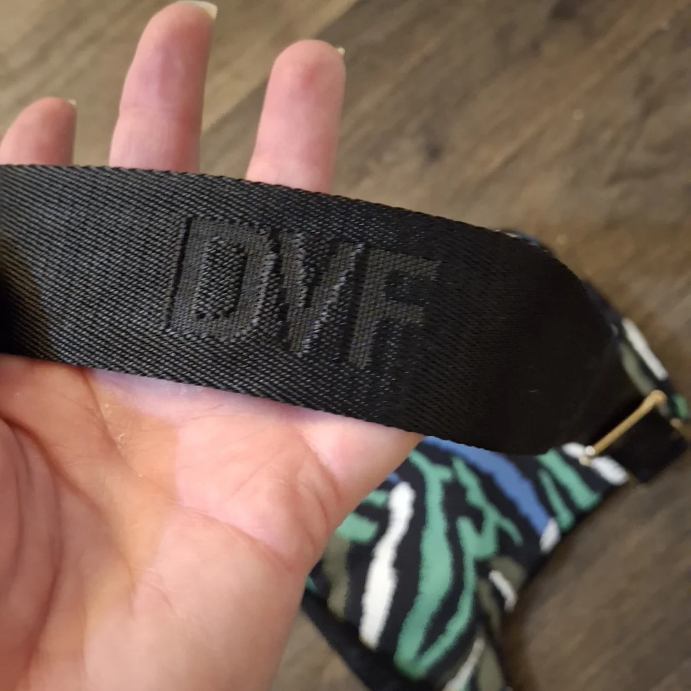 New Diane Von Furstenberg DVF Disco Zebra Green Utility Crossbody Bag.